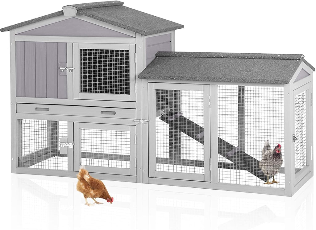 Chicken Coop for 2 Chickens, Wooden Duck House Outdoor Hen House Poultry Quail Cage-Expandable Design