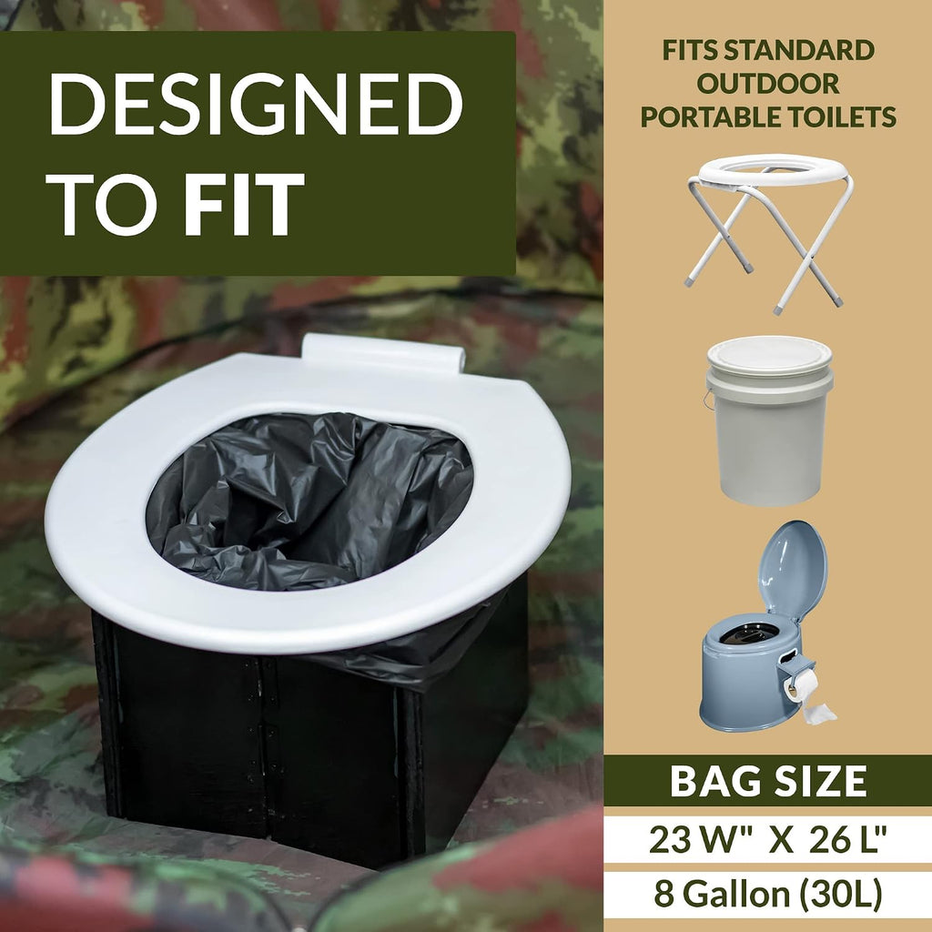 Portable Toilet Bags (20 Count) Camping Bathroom Bag | 8 Gallon | Compostable | Luggable Loo, Bucket Toilet | For