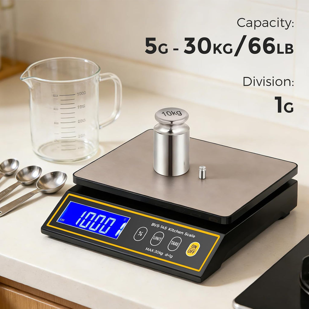 Baking Scale with Percentage Weighing Function 66lb/ 30kg Large Digital Kitchen Scale for Candle, Soap and Sourdough