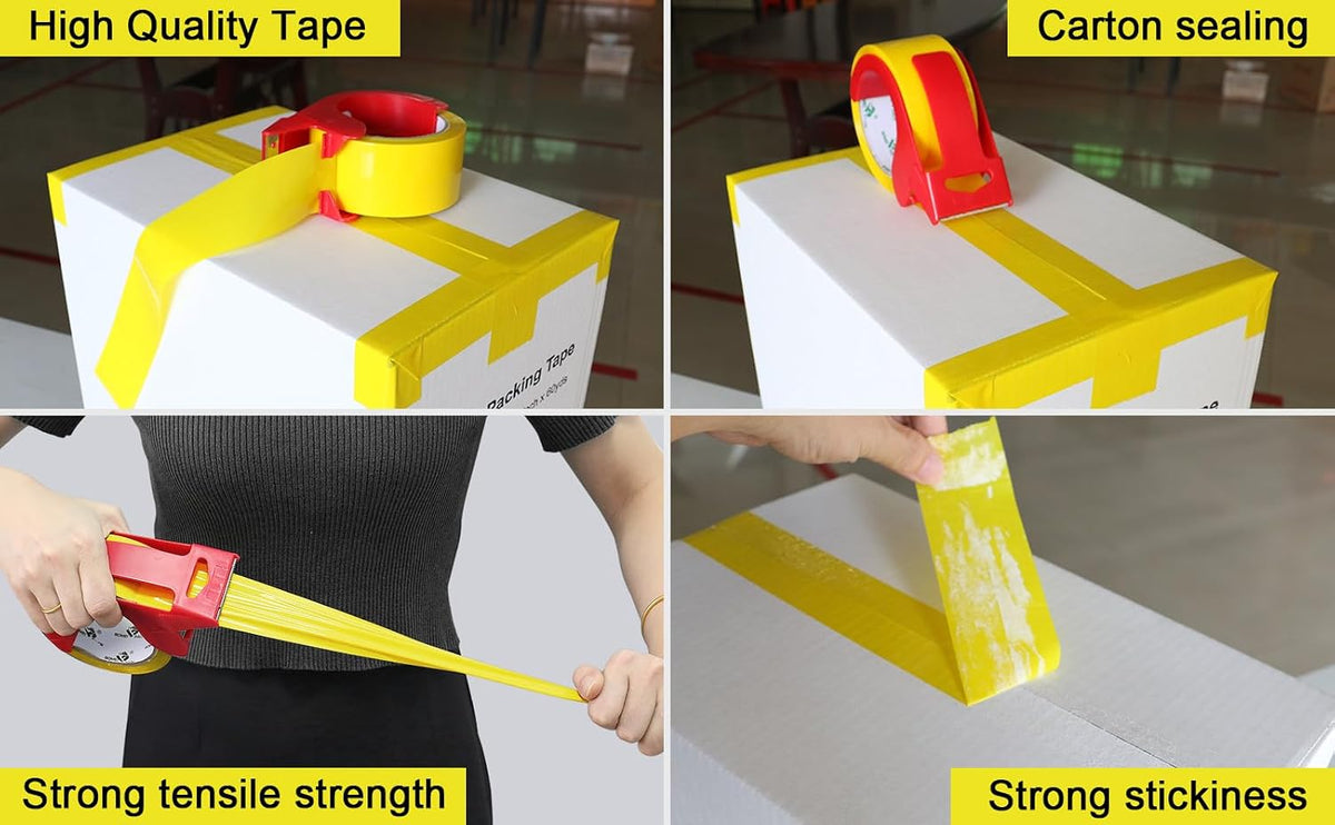 Yellow Packing Tape, 6 Rolls of Heavy Duty Packaging Tape for Shipping Packaging Moving Sealing, 2.5mil Thick, 1.88