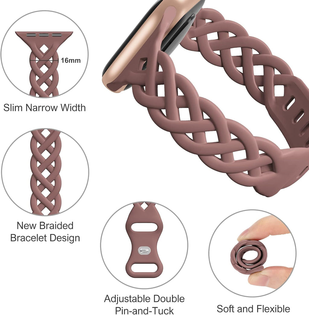 Slim Silicone Bands Compatible with Apple Watch Band 40mm 38mm 41mm 44mm 45mm 46mm 49mm 42mm Women Floral Breathable
