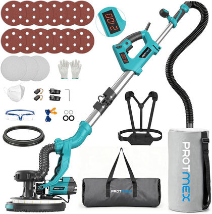 Drywall Sander with Vacuum Dust Collector, 1000W Popcorn Ceiling Removal Tool, Electric Drywall Sander with Digital