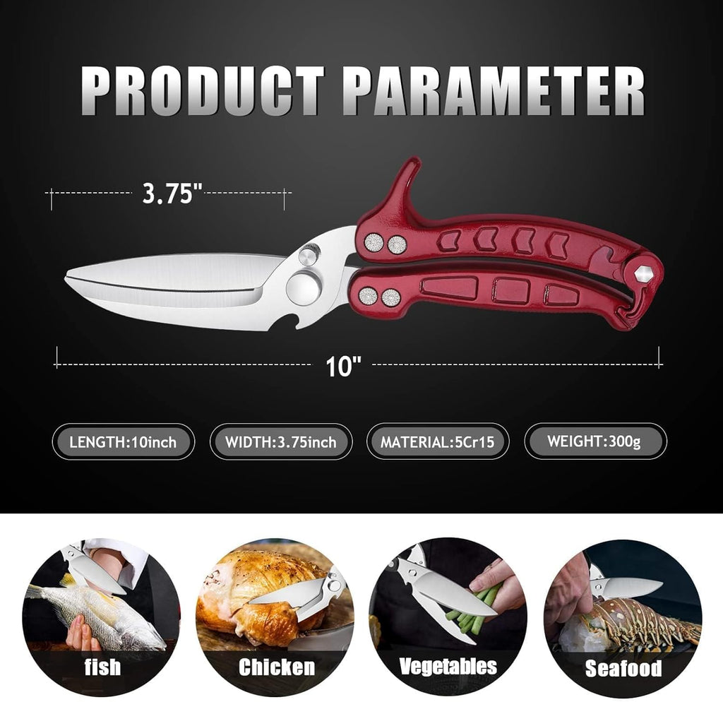 Heavy Duty Poultry Shears - A Must Have Kitchen Shears for Chicken and Meat Cutting - Dishwasher Safe and Stainless