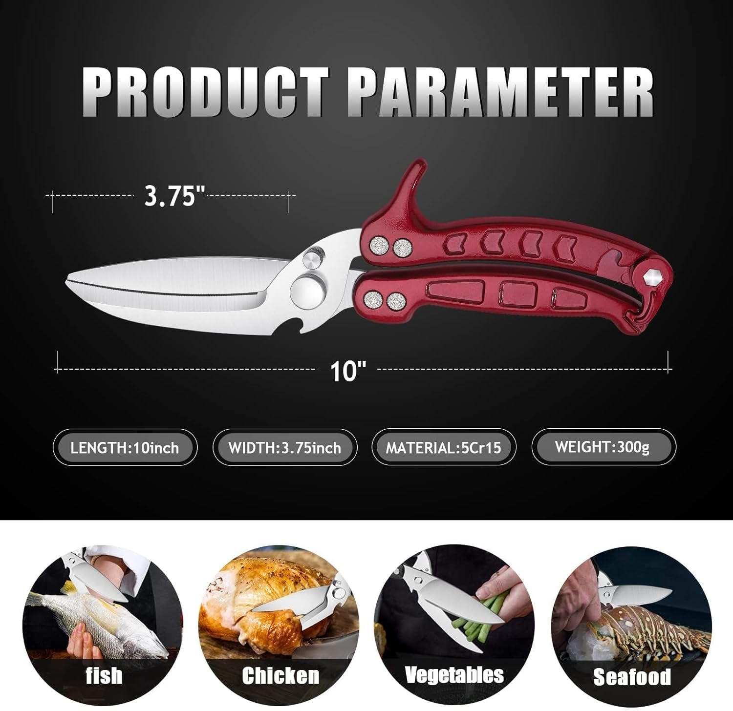 Heavy Duty Poultry Shears - A Must Have Kitchen Shears for Chicken and Meat Cutting - Dishwasher Safe and Stainless