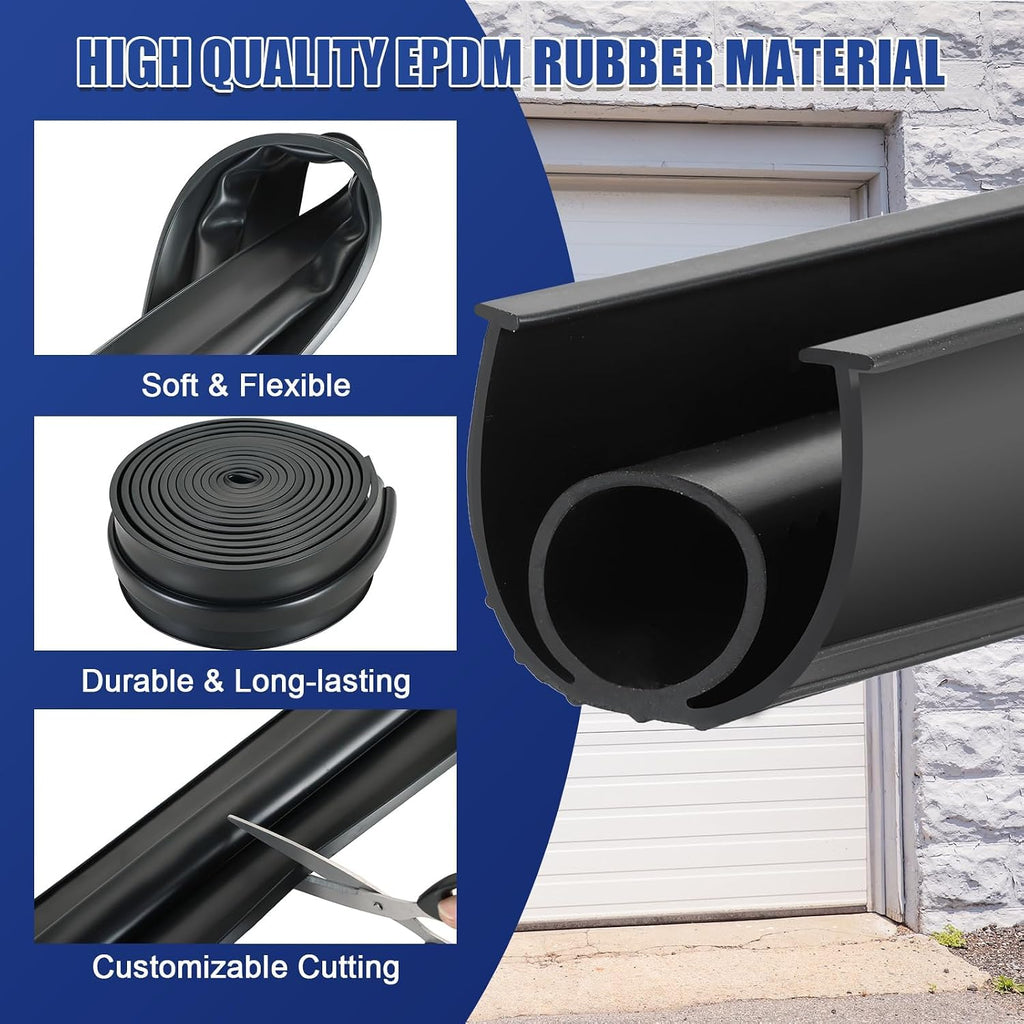 Garage Door Seals Bottom Rubber Strip, Weather Stripping Kit Seal Strip Replacement, Universal Weatherproof Threshold