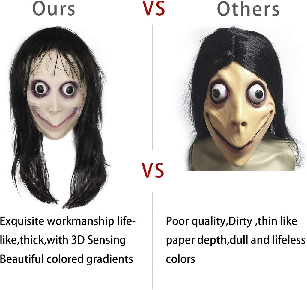 MOMO Mask for Adult Horror Devil Mask, Scary Costume Halloween Creepy Cosplay Party Decoration Prop, Halloween Scary