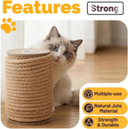Jute Rope 8MM x 50FT Heavy Duty and Thick Twine Rope for Crafts Projects Gardening Bundling Cat Scratcher Scratching