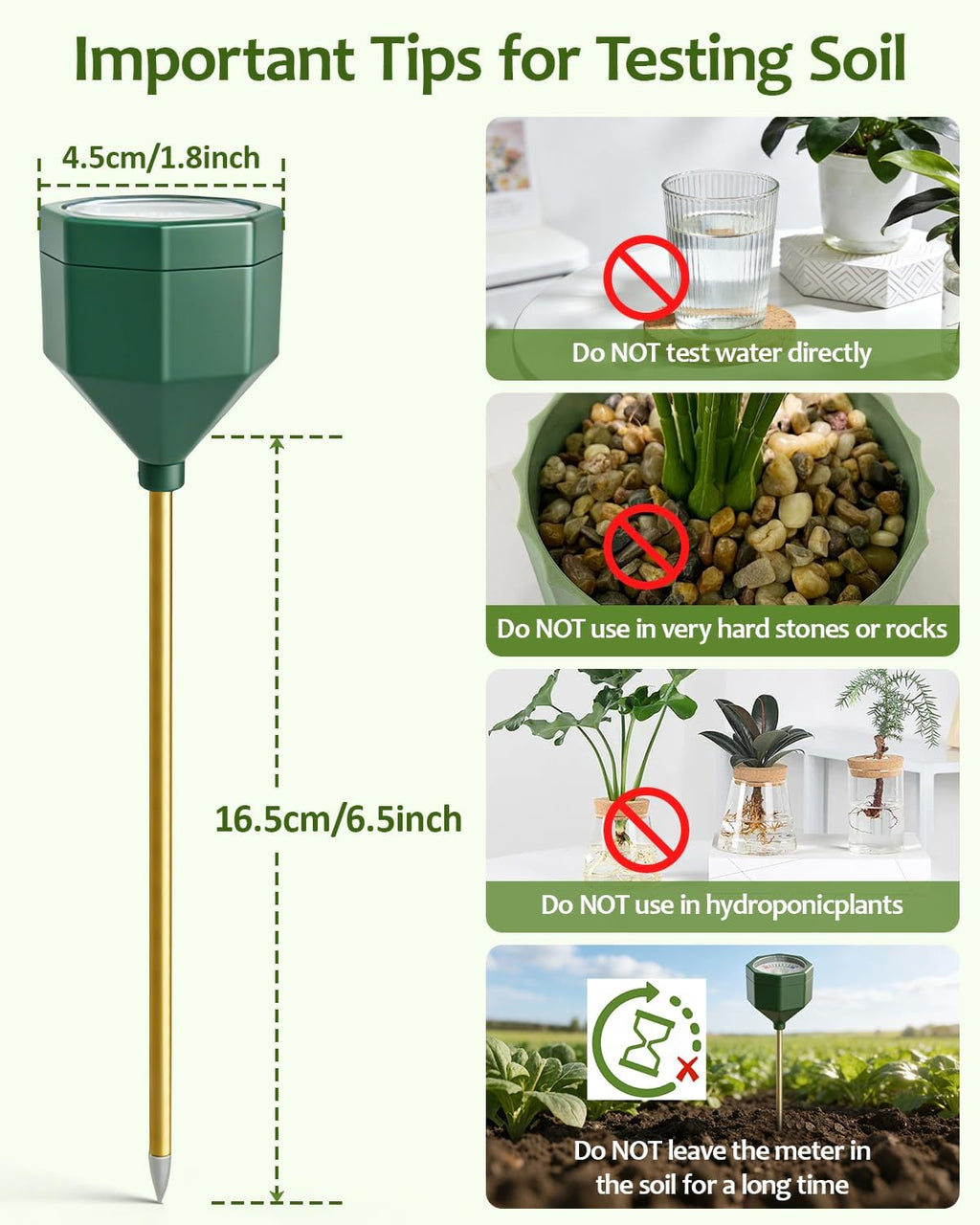 Soil Moisture Meter, Plant Water Monitor Hygrometer Sensor, Accurate Plant Water Meter, Soil Test Kit for