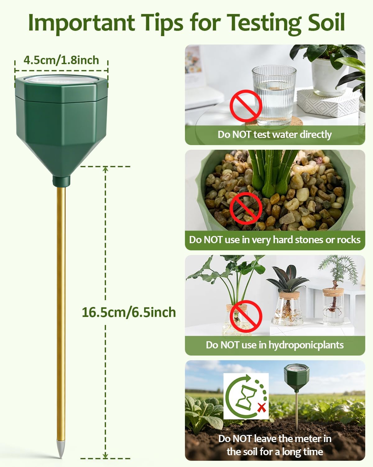 Soil Moisture Meter, Plant Water Monitor Hygrometer Sensor, Accurate Plant Water Meter, Soil Test Kit for