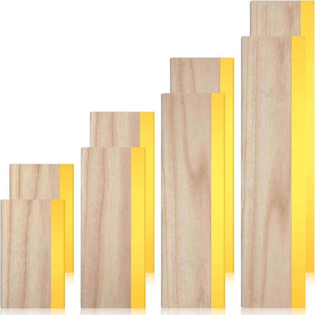 8 Pcs 4 Sizes Screen Printing Squeegee 75 Durometer Wooden Ink Scraper Rubber Art Squeegee Silk Stencil Printing