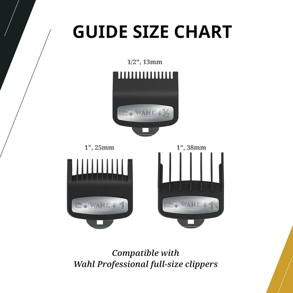 Wahl Professional 3 Pack Premium Attachments, Secure-Fit, Model 03354-5001 | Clipper Guard Set Includes 1/2, 1 &