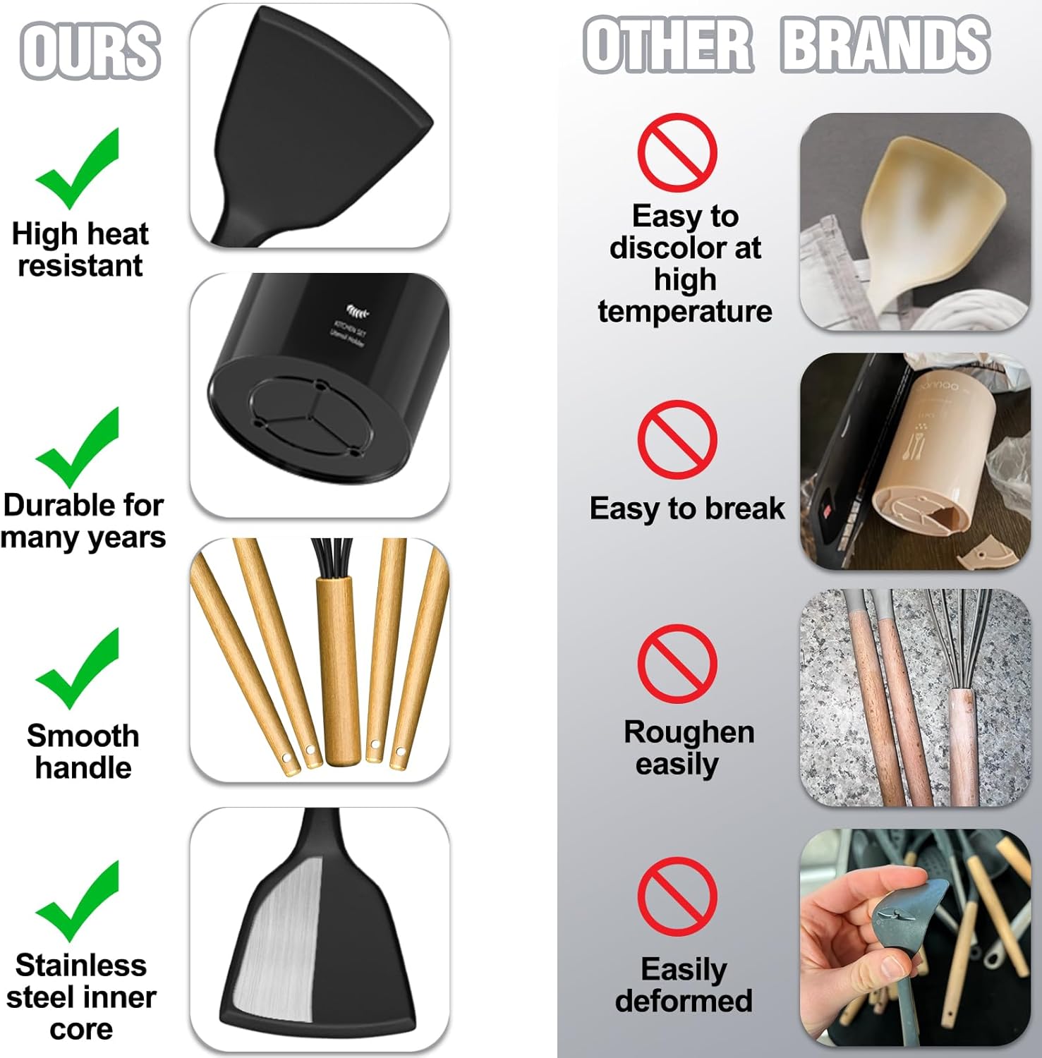 Kitchen Utensils Set- 34PCS Silicone Cooking Utensil with Holder, Umite Chef Heat Resistant Kitchen Spatula Set for