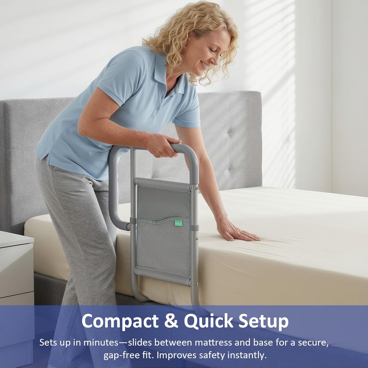 Bed Rails for Elderly Adults, ASTM Approved Bed Assist Rail with Dual Non-Slip Handles for Easily Getting in & Out of