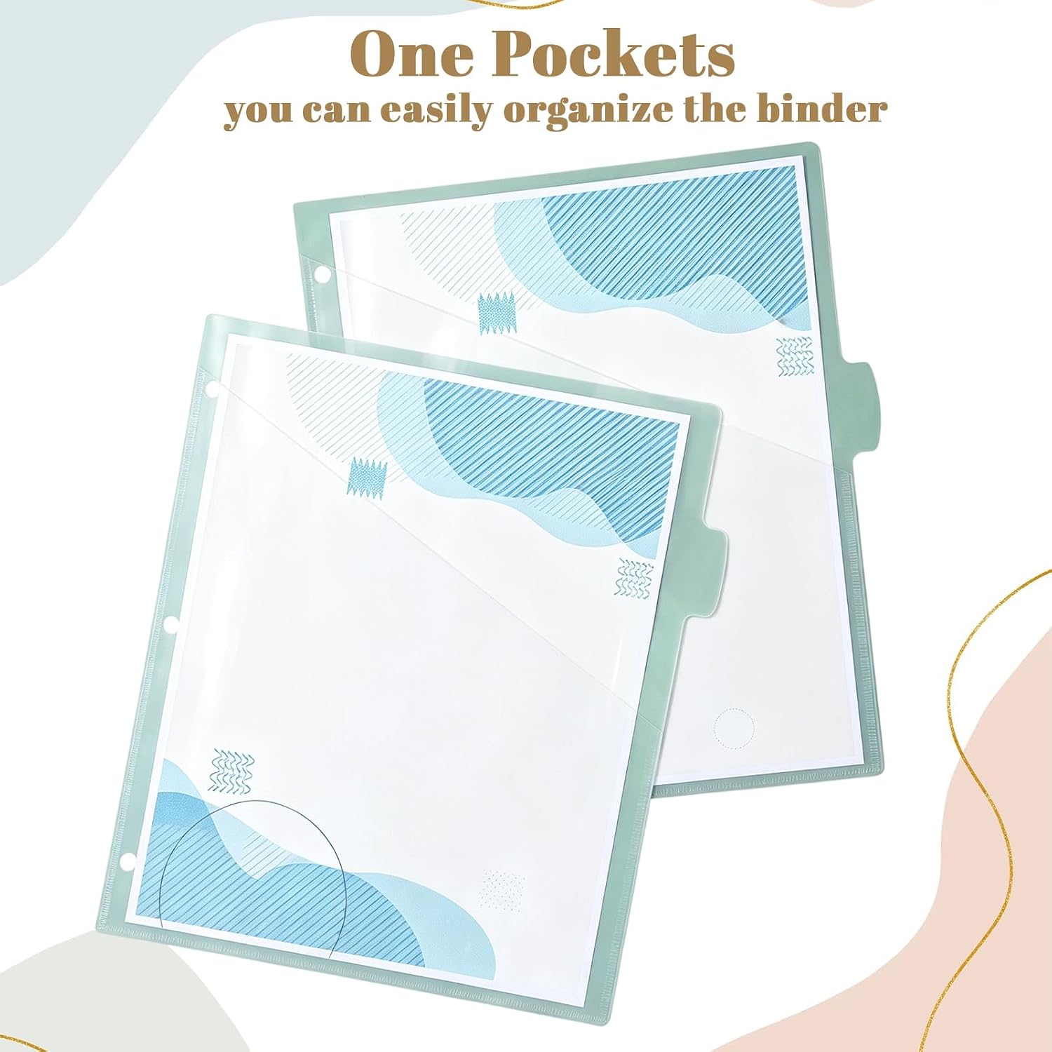 12 Pcs Morandi Binder Dividers with Pocket and Tabs Binders Index Dividers for 3 Rings Plastics Sheets Protectors