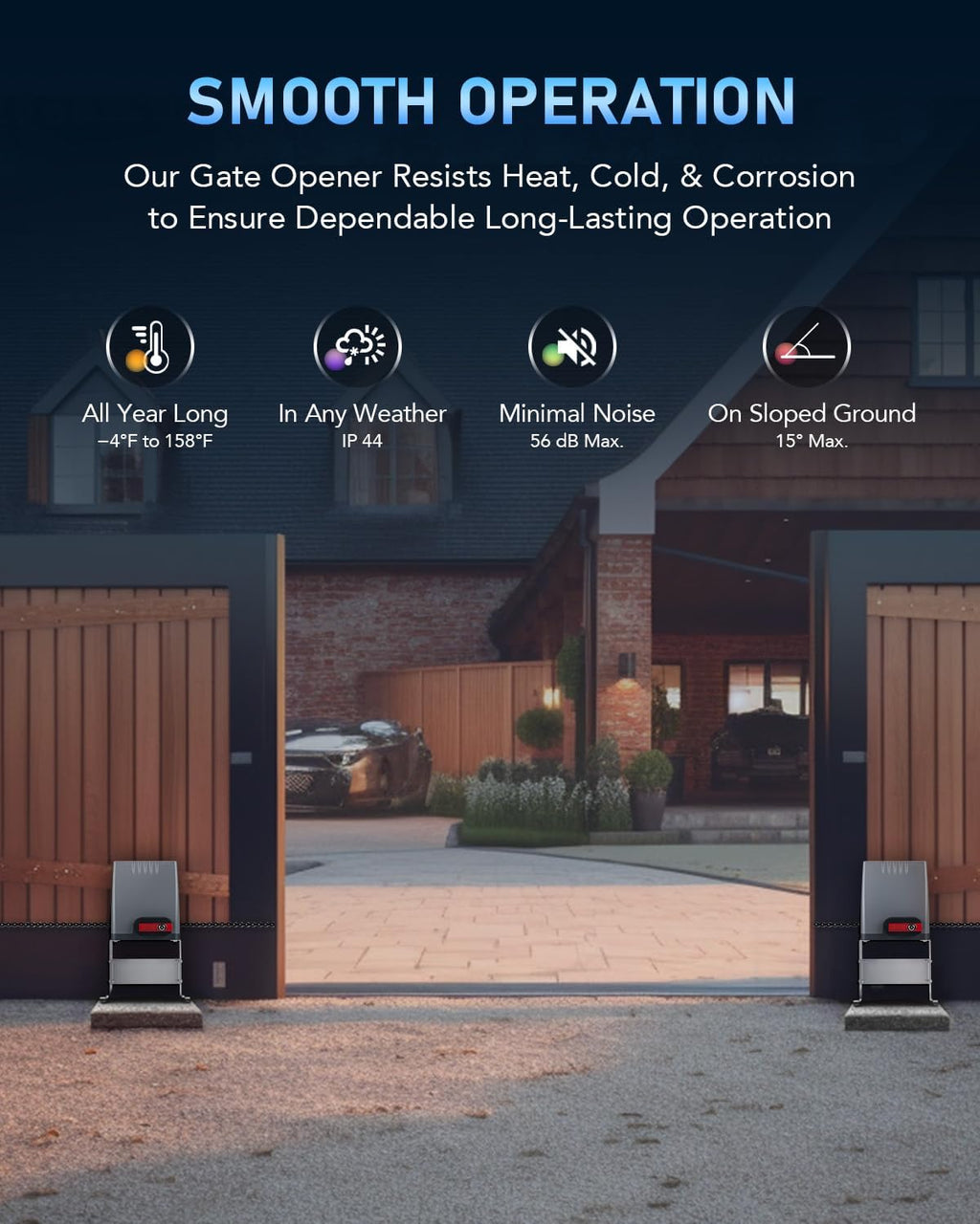 1800 lb Automatic Sliding Gate Opener with 2 Remote Controls, Electric Rolling Driveway Slide Gate Motor, Complete