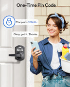 TE004 Keyless Entry Door Lock Handle with Keypad, Matte Black
