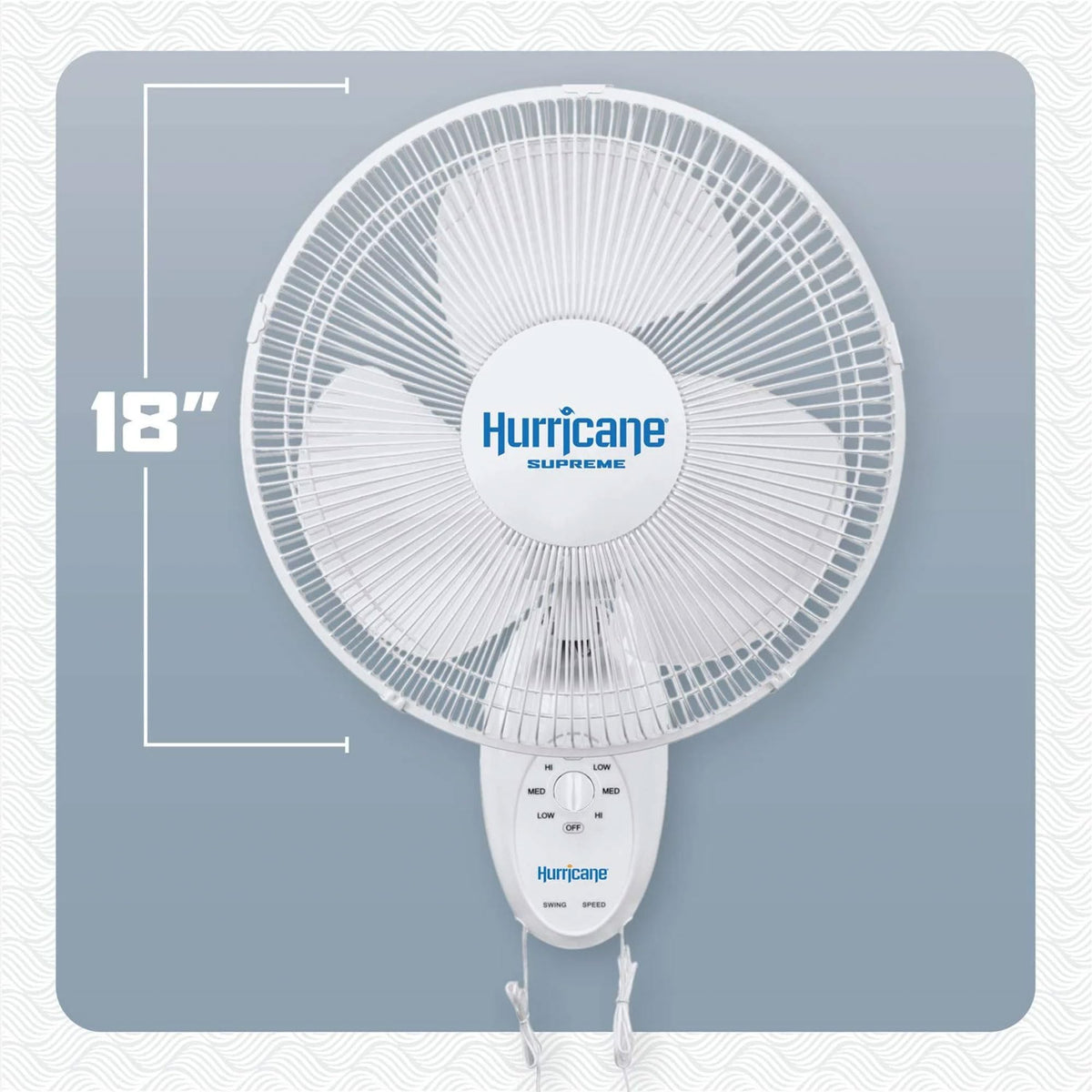 Supreme 90-Degree Oscillating Wall Fan, White, 18in, 2 Pack