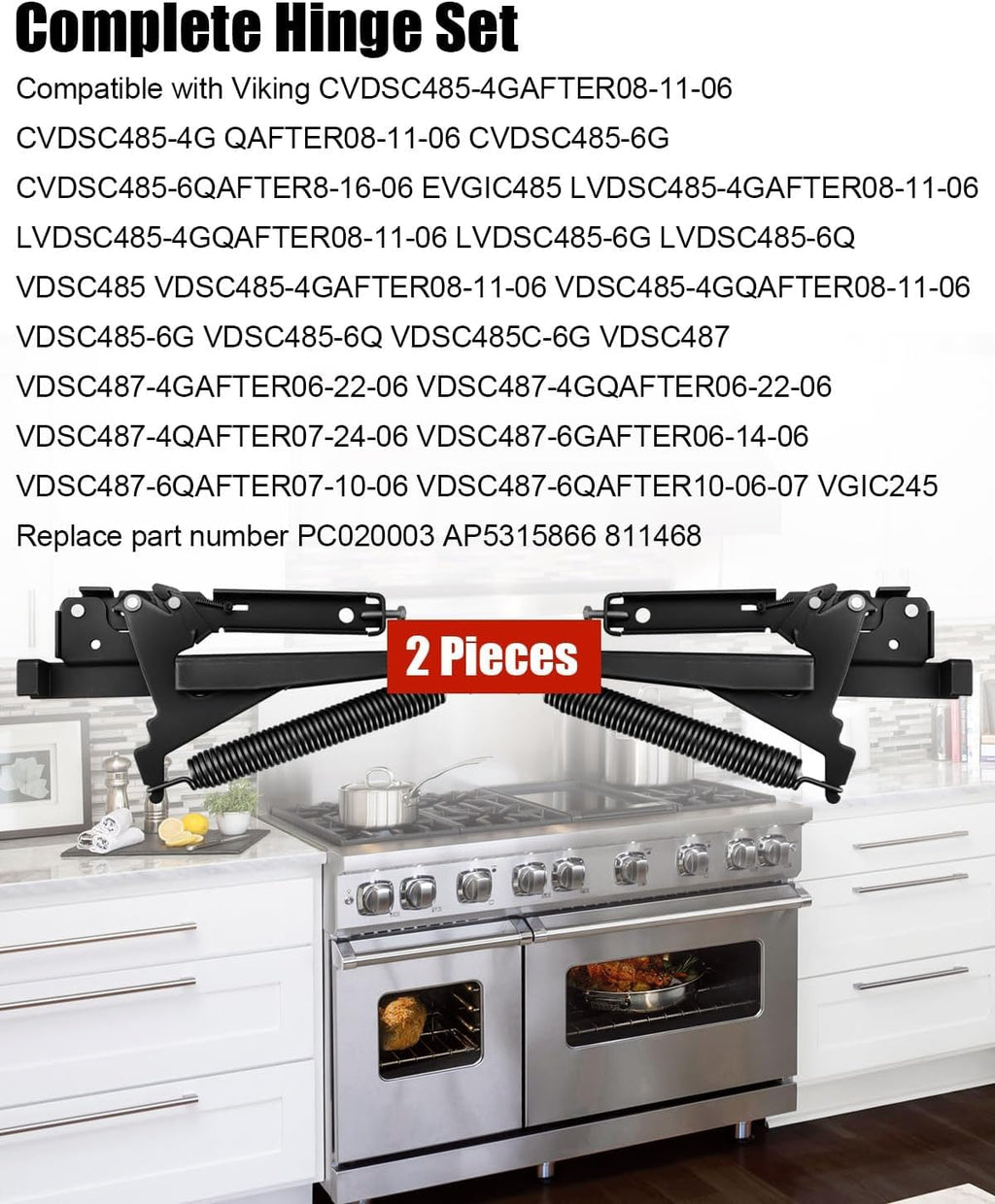 Oven Door Hinge Compatible with Viking PC020003, Hinge Assy Replaces AP5315866 811468 Upgraded & Durable