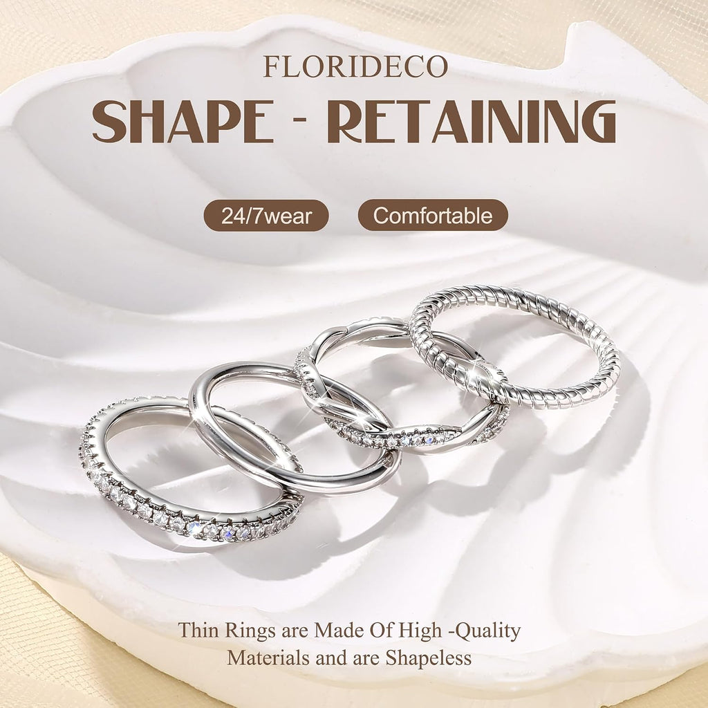 Stackable Rings for Women Non Tarnish Dainty 14K Gold Plated Stackable Thin Rings Cubic Zirconia Thumb Ring Set