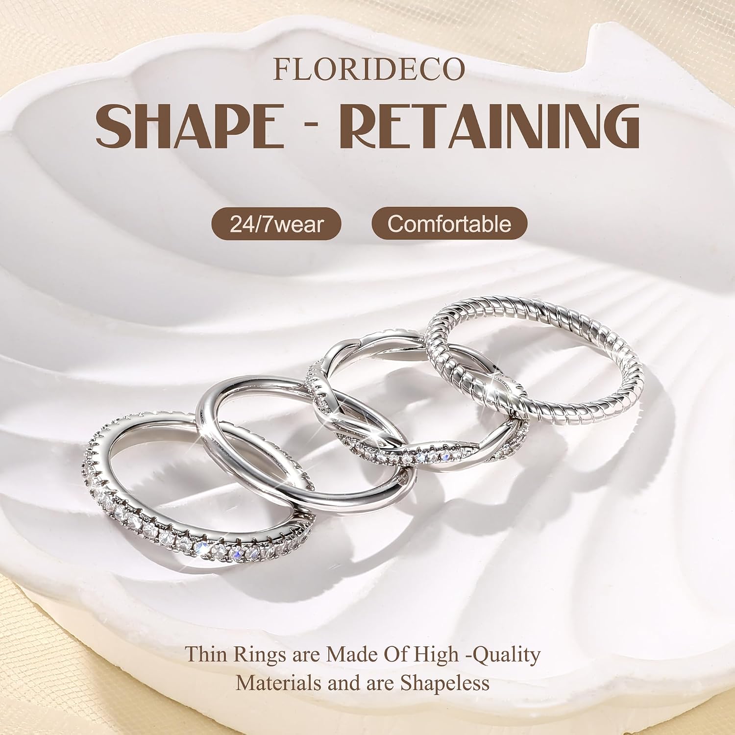 Stackable Rings for Women Non Tarnish Dainty 14K Gold Plated Stackable Thin Rings Cubic Zirconia Thumb Ring Set