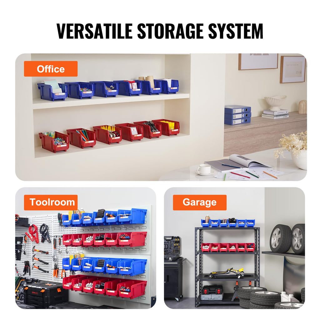 Plastic Storage Bins 12 Pack (11 x 5 x 5-Inch), Hanging Stackable Storage Organizer Bins, Heavy Duty Stacking