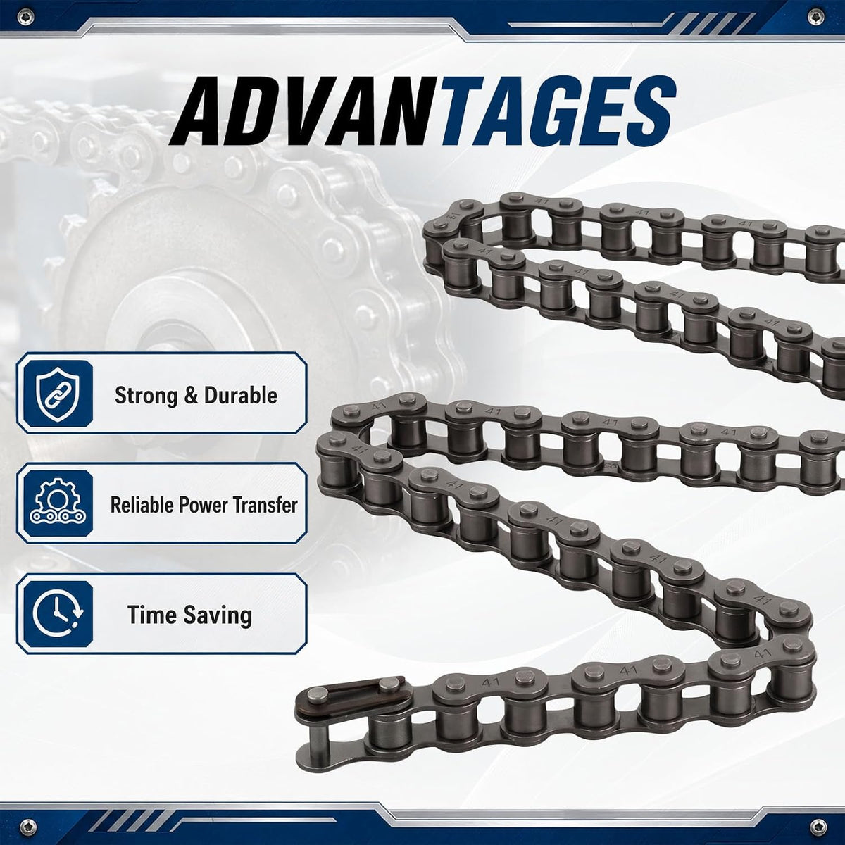 #41 Roller Chain for Gate Opener, 20 FT+2 Connecting Links-480 Link