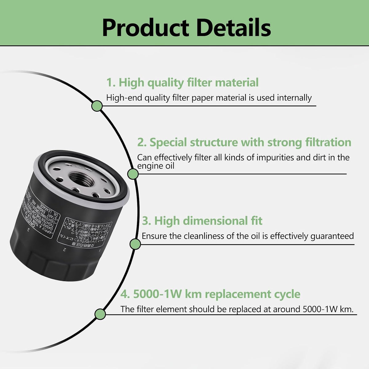 49065-0724 Oil Filter Compatible With Kawasaki 49065-7010 FX751V FX801V FX850V FX921V FH381V FH430V FH480V FH541V FH580V FH601V FH641V FH680V FH721V FH601D FH680D FH721D FH770D KAF300 400 620 (6)
