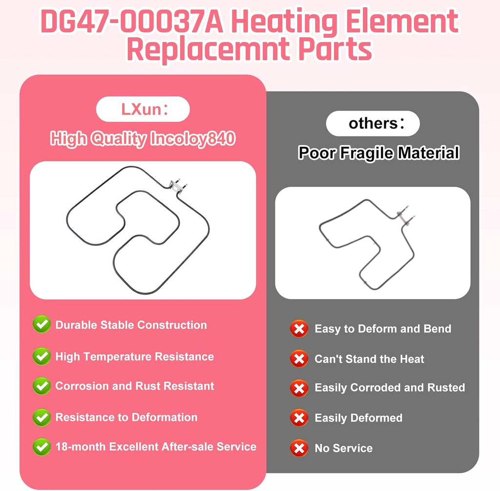LXun Upgrad DG47-00037A Oven Heating Element Compatible with Samsung Electric Freestanding Range Oven Stove Part DG47-00037A Oven Bake Element for Range Broil Element Heater Replace AP4342874 2087536