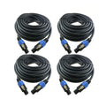 4X 25 Feet Professional Speakon to Speakon Cables Wire, 12 Gauge AWG 2-Conductor Audio Amplifier Speaker Cord, 4 Pack