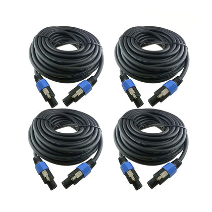 4X 25 Feet Professional Speakon to Speakon Cables Wire, 12 Gauge AWG 2-Conductor Audio Amplifier Speaker Cord, 4 Pack
