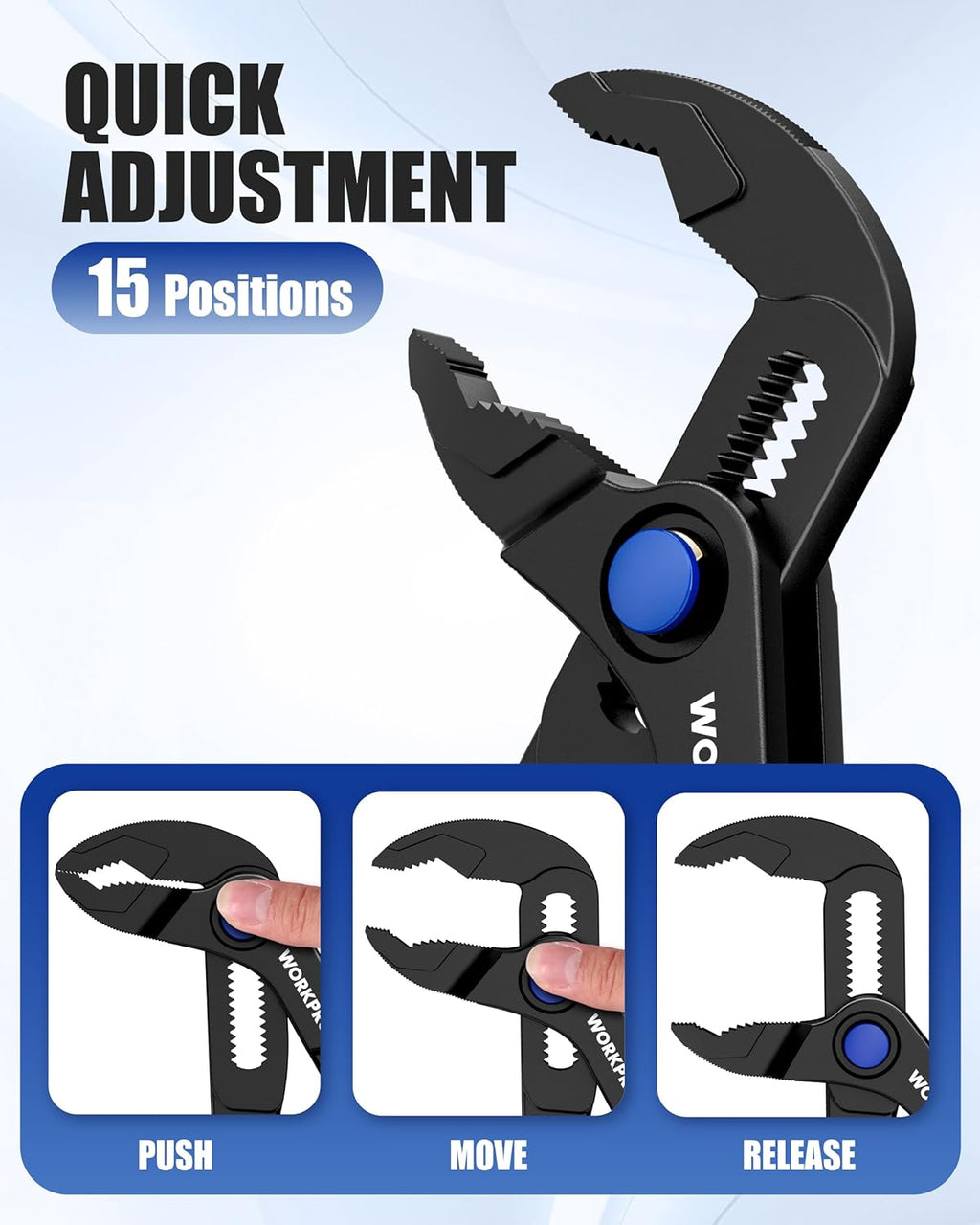 Mini Water Pump Pliers, 4-Inch Groove Joint Pliers, Fast Adjustable Tongue and Groove Pliers with 15-Position