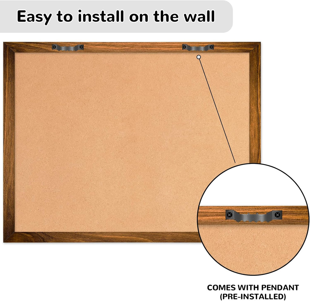 Dry Erase Monthly Calendar Board for Wall, 17"x13" Hanging Board, Magnetic White Boards, Rustic Brown Wood Frame