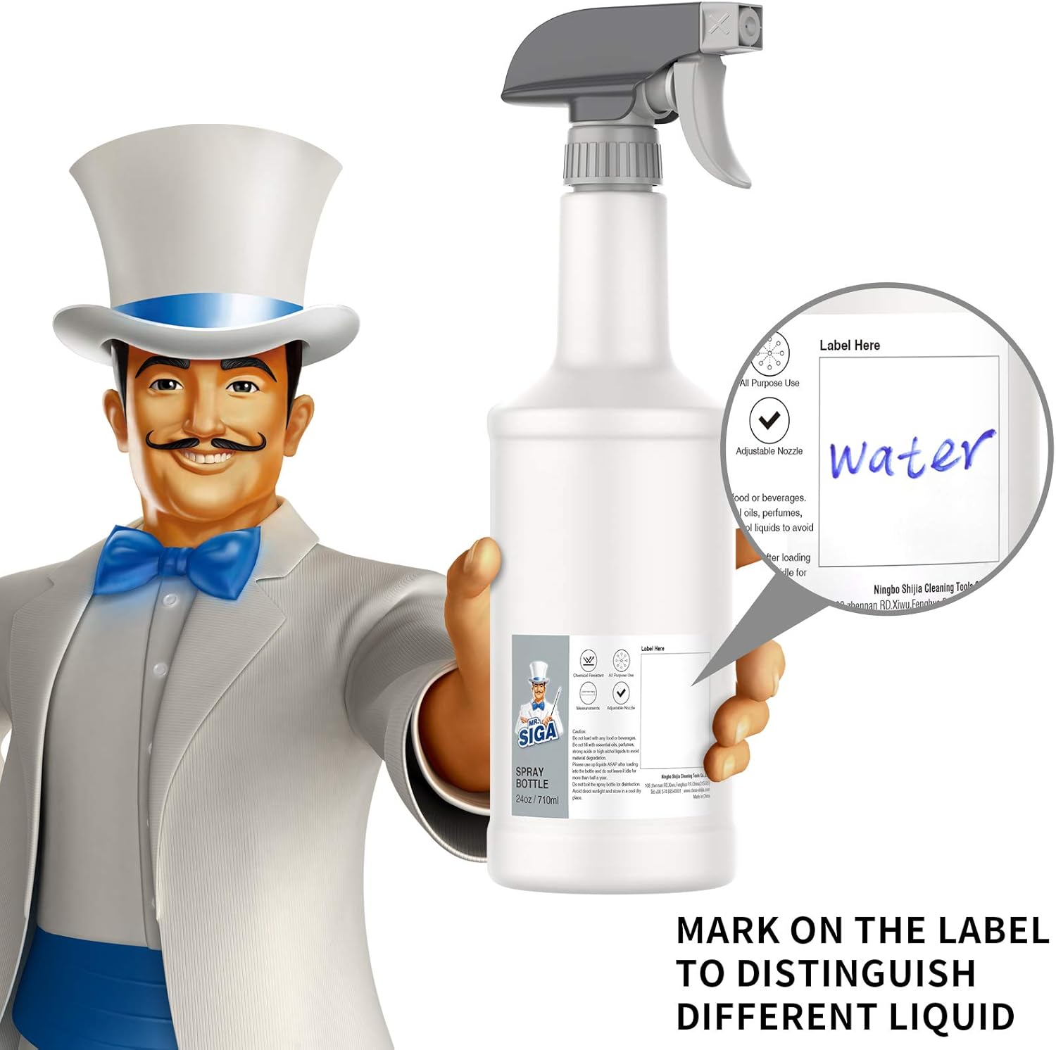 24 oz Empty Plastic Spray Bottles for Cleaning Solutions, Heavy Duty Household Reusable Spray Bottles with