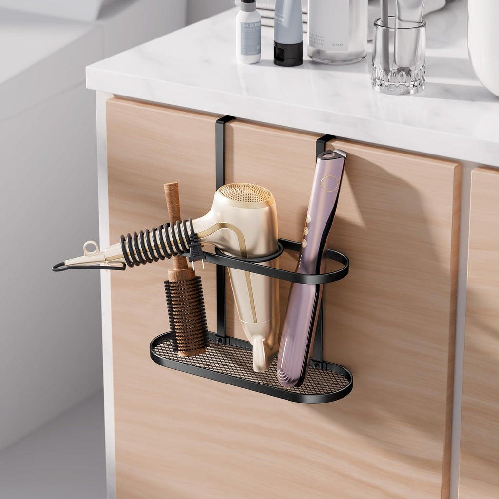 3-in-1 Hair Tool Organizer Holder for Dryer, Straightener & Curling Iron - Multi-Placement Design Mounts on Cabinet