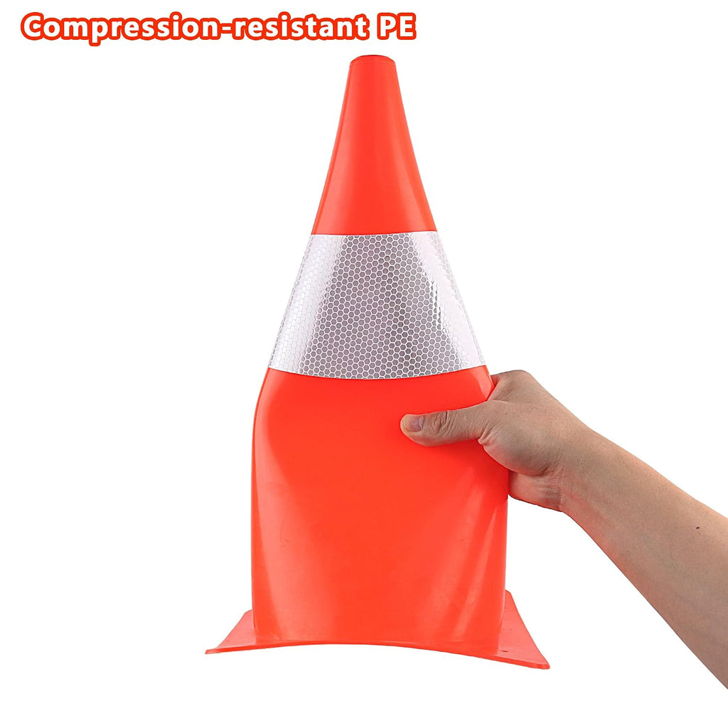 12 inch Traffic Safety Cones with Reflective Collars,[4 Pack]Orange Soccer Training Cones| Parking Cones|