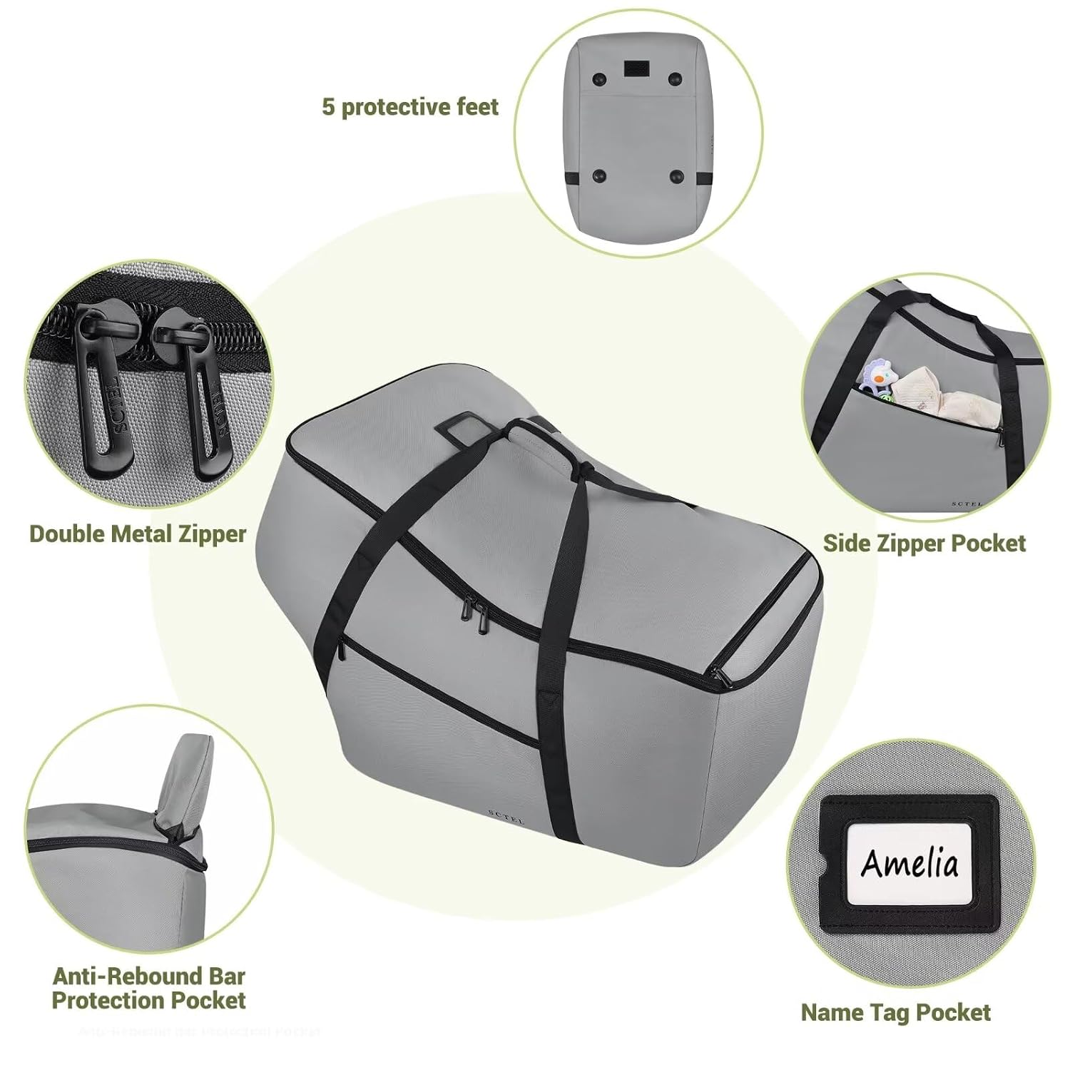 Infant Car Seat Travel Bag - Fits Infant Car Seats with Anti-Rebound Bar Base, Car Seat Airplane Bag for