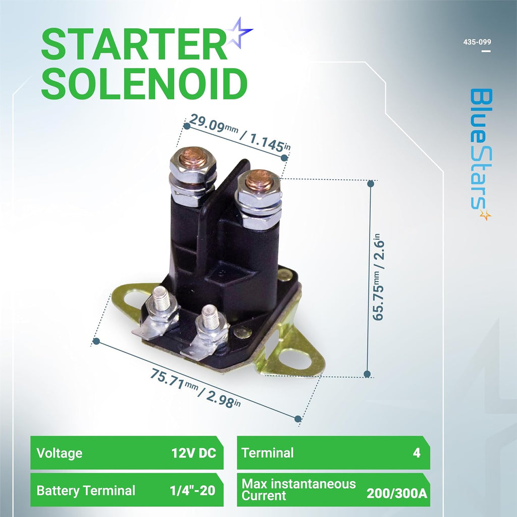 BlueStars 435-099 Starter Solenoid - Compatible with Ariens 00696900 035510