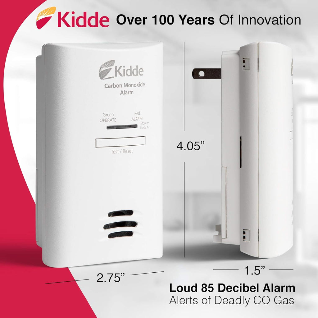 Carbon Monoxide Detector, Plug-in Carbon Monoxide Detector with AA Battery Backup, 85 dB Alarm, LED Status Light
