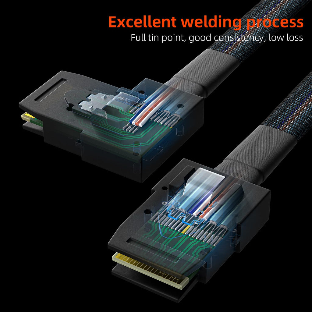 Internal Mini SAS to Right Angle SAS Cable, 2.5FT /0.75M, Compatible with RAID or PCI Express Controller