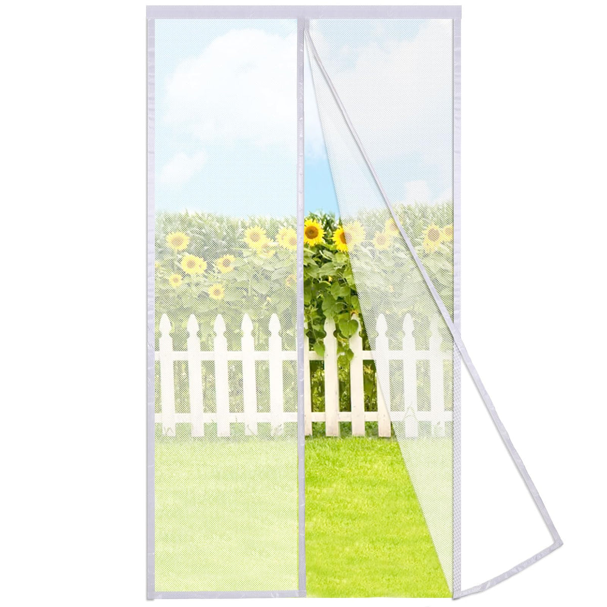 Magnetic Screen Door Self Closing, 48 x 60 inch, White