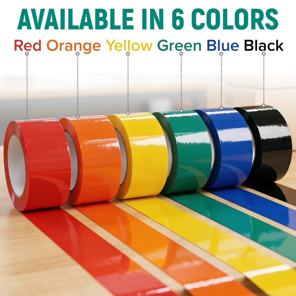 2" x 110 Yards Green Packing Tape, 4 Rolls