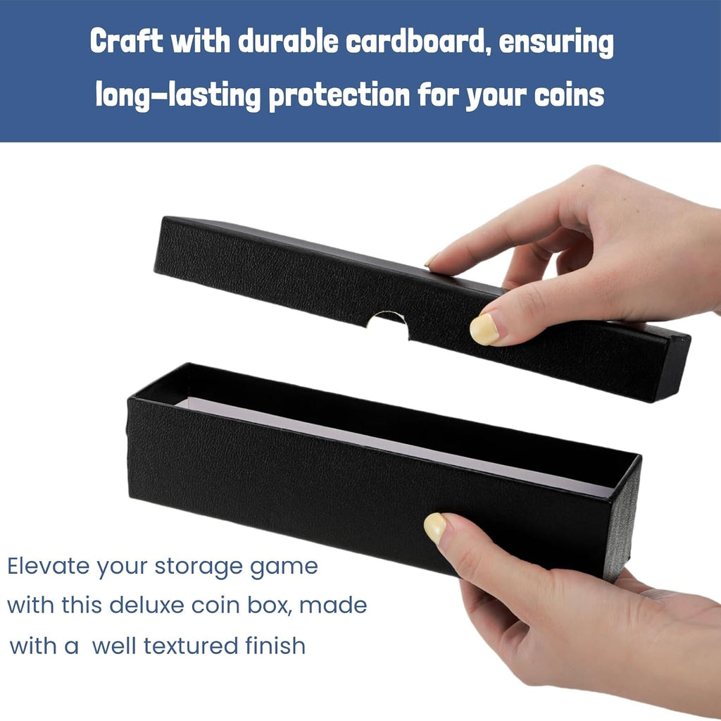 10 Pack Coins Holders for Collectors, Cardboard 2x2 Inch Coin Flip Boxes, Single Row Coins Snap Protection Cases for