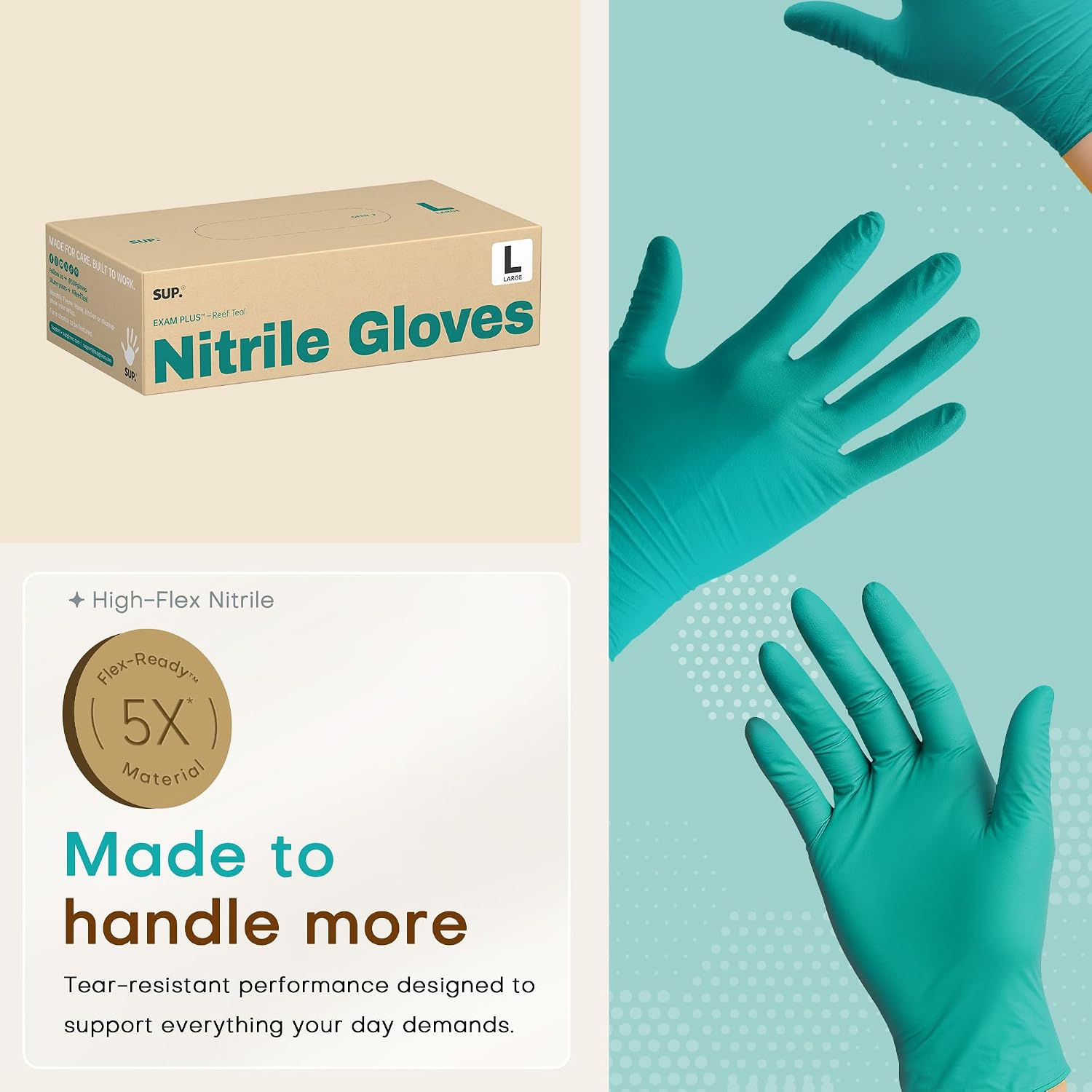 Powder-Free Nitrile Exam Gloves, 100 Count Food Safe Latex-Free Disposable Gloves for Medical Lab Cooking Cleaning, Teal