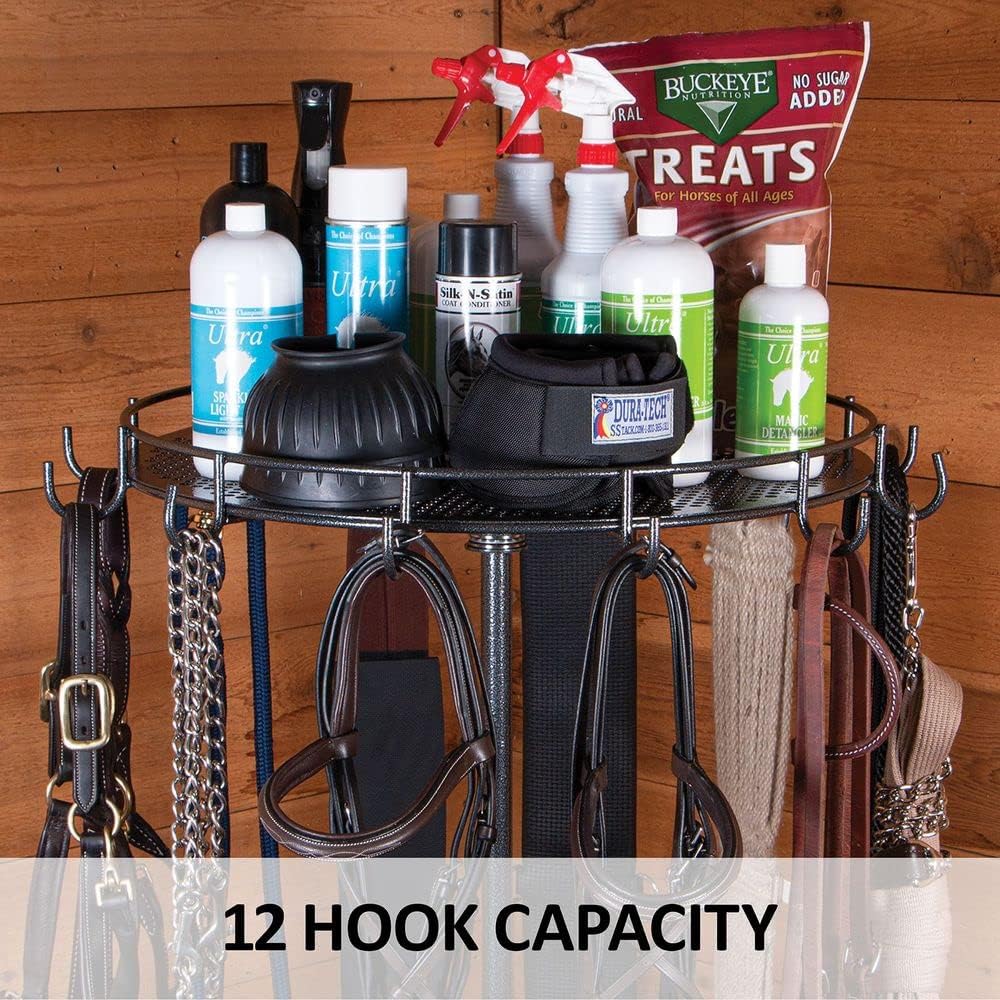 Pro Series 12-Hook Spinning Bridle Rack | Horse Tack Organization | 360-Degree Spinning Feature | 12-Hook Capacity |