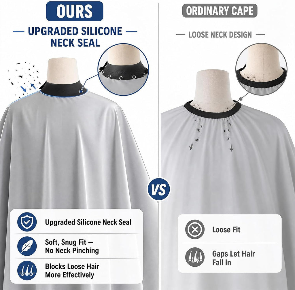 Waterproof Hair Cutting Cape, Extra Large, Silicone Neckline Professional Salon Barber Cape For Men, Women And Kids