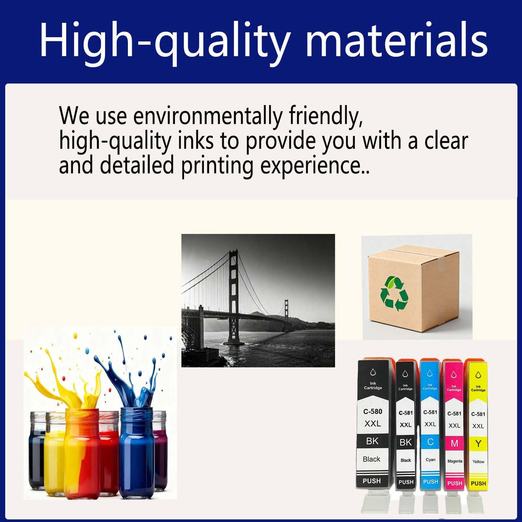 PGI-580XXL CLI-581XXL Ink Cartridges Replacement for Canon PGI-580 CLI-581