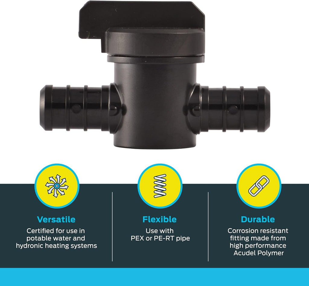 SharkBite 1/2 Inch Poly Crimp Ball Valve, Pack of 2, PEX Pipe, PE-RT, 24606Z2