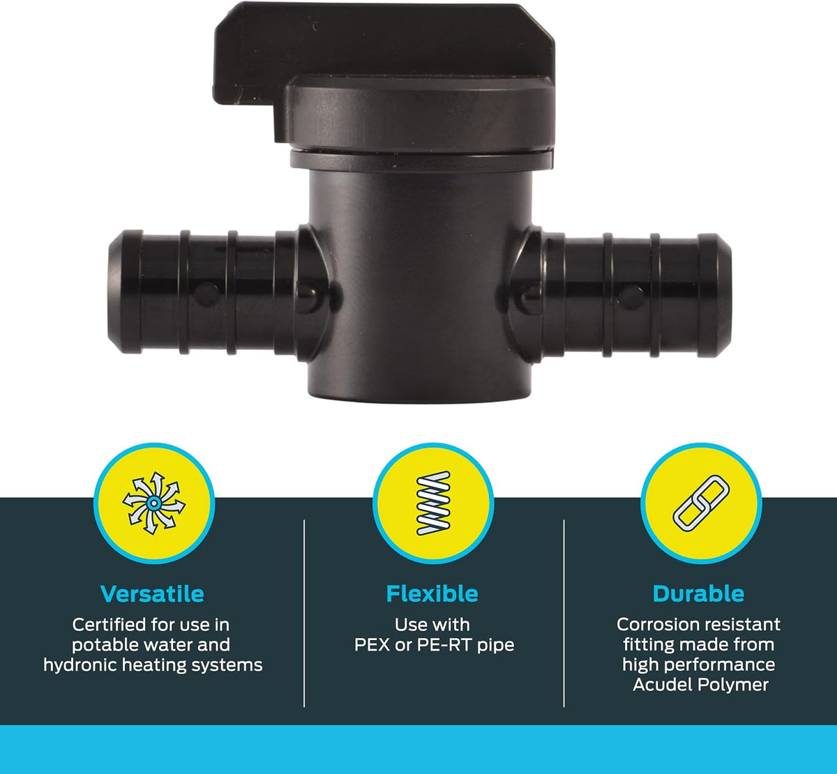 SharkBite 1/2 Inch Poly Crimp Ball Valve, Pack of 2, PEX Pipe, PE-RT, 24606Z2