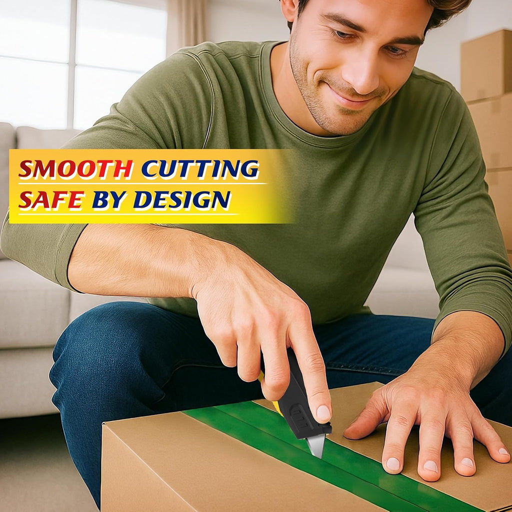 Self-Retracting Safety Box Cutter with Holster and 10 SK5 Blades