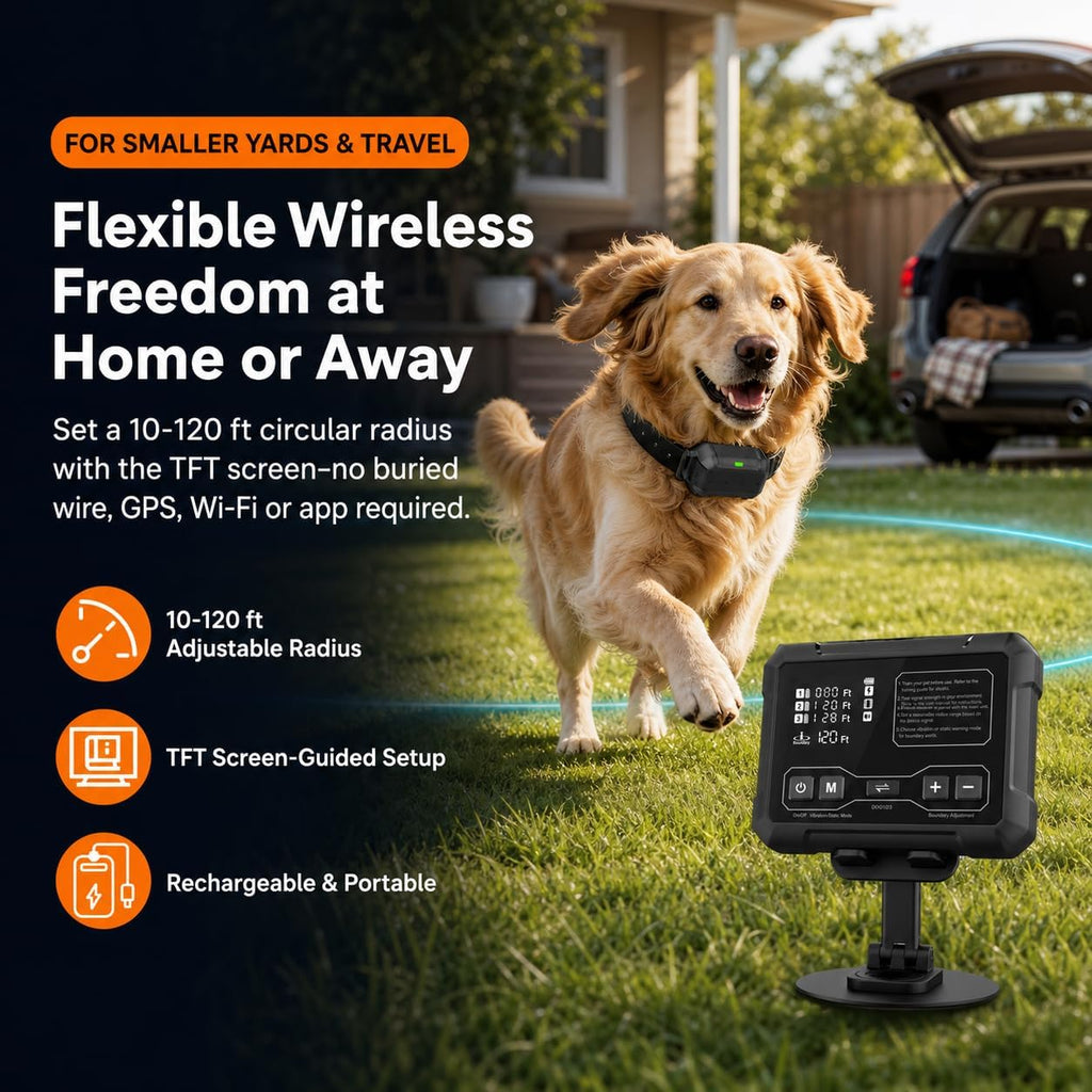 Radar Wireless Dog Fence System with 2 Collar Up to 1-Acre